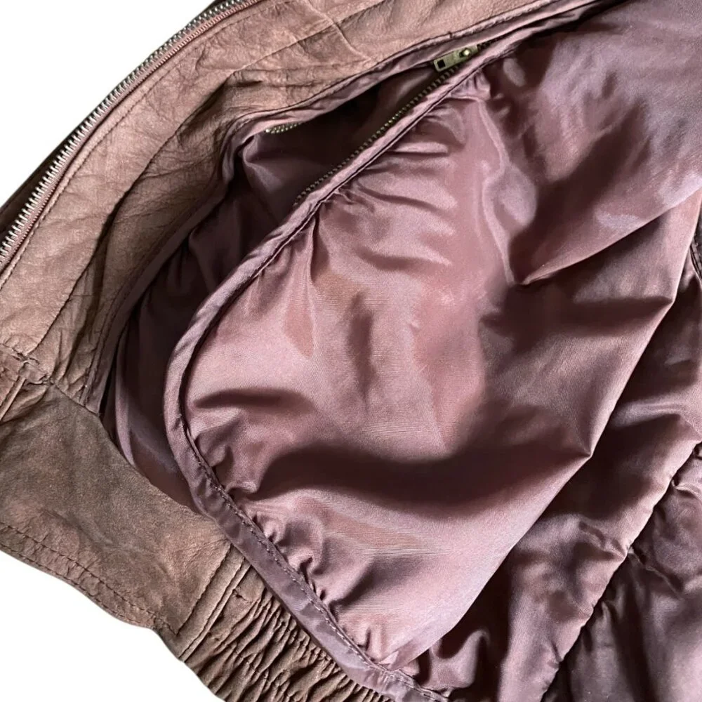 VINTAGE - Tannery west leather brown bomber jacket Size Medium - Picture 9 of 12